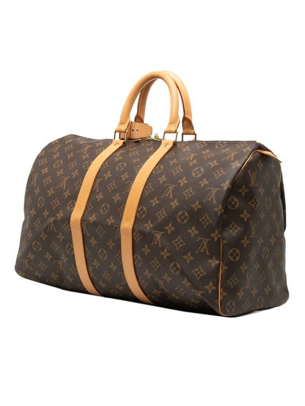 Louis Vuitton Monogram Keepall 45 Boston Bag Brown Leather - Picture 2 of 6